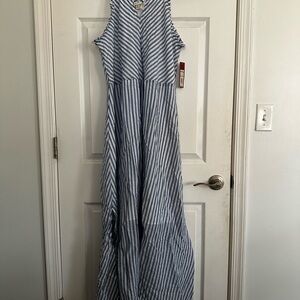 NWT Blue Striped Sleeveless Maxi Dress